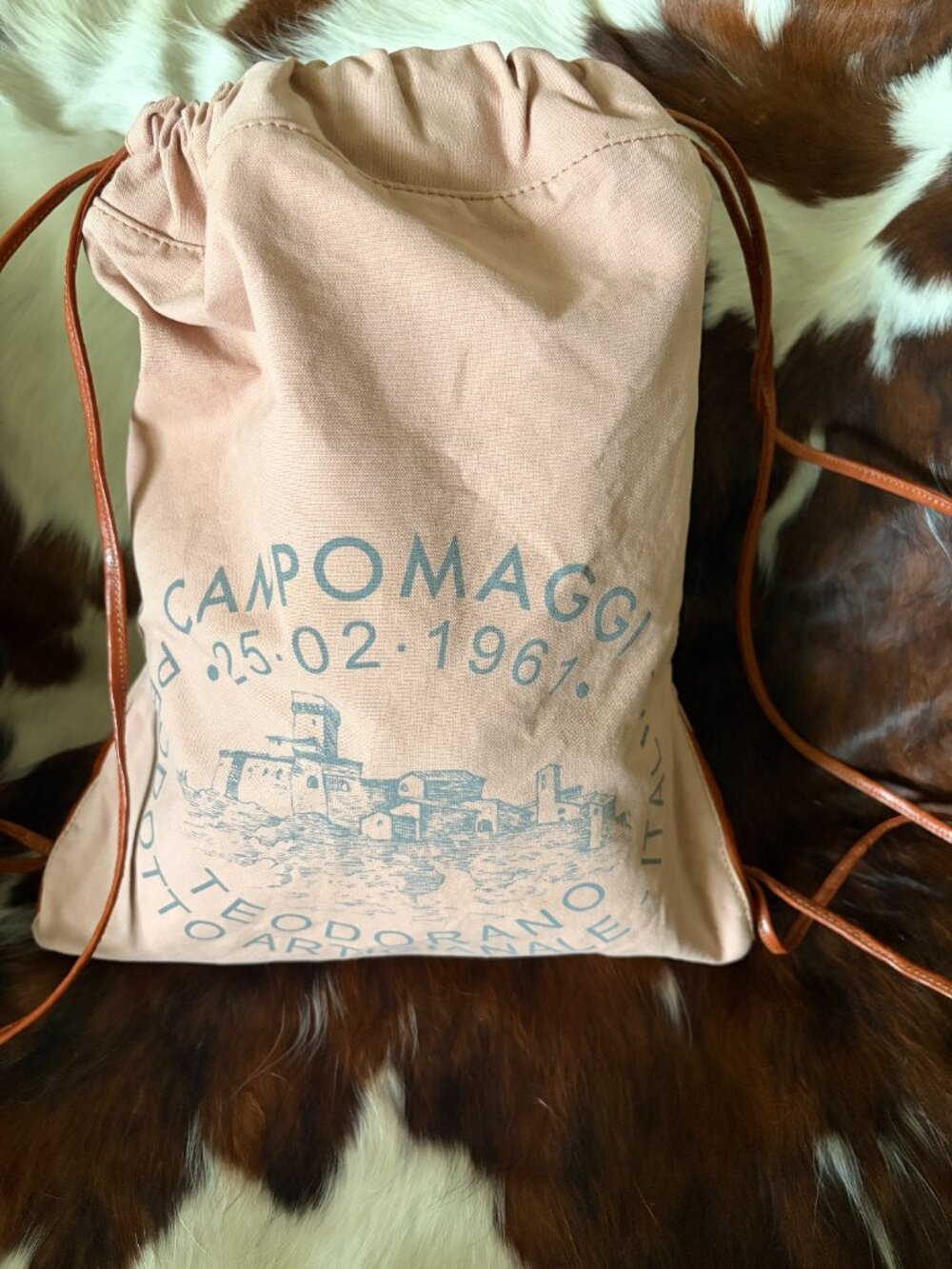 Campomaggi Canvas and Leather Drawstring Backpack